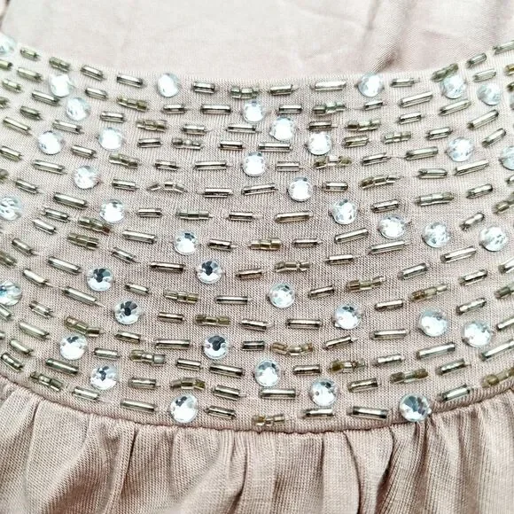 Cable & Gauge Pink Beaded Scoop Neck Tank Top Crystal Collar Sz M - Picture 5 of 14